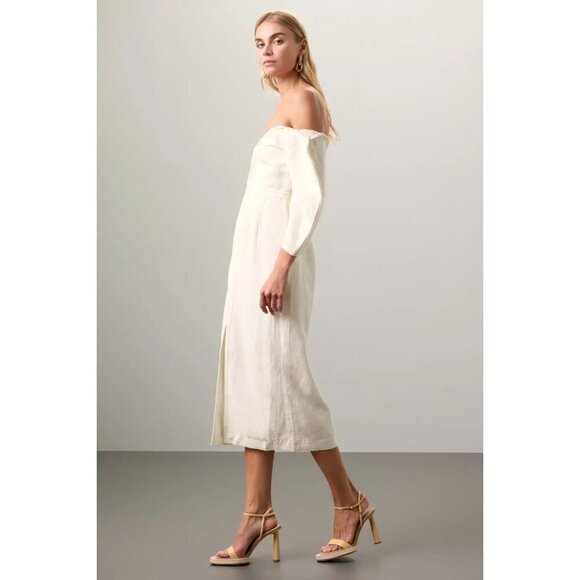 Mara Hoffman Leonara Puff Sleeve Midi Dress Ivory Womens Size 00 - Picture 7 of 15